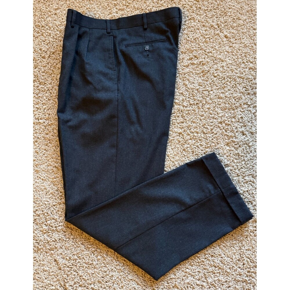 Lauren Ralph Lauren 100% Wool Dress Pants Men's Sz 36x32 Charcoal Gray Cuff